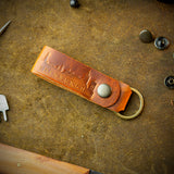 handmade tan leather key chain from edinburgh