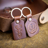 horween brown scotland stag thistle key chains