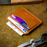 handcrafted full grain and vegetable tanned leather card wallet