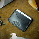 handmade black leather card wallet