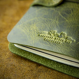 green leather handmade moleskine cover from scotland