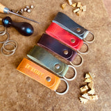 handmade colourful personalised leather key chain