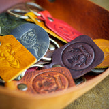 handcrafted full grain and vegetable tanned leather colourful scotland highland key chains