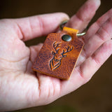 handmade full grain tan leather scottish stag key chain