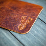 full grain leather coasters with scottish stag