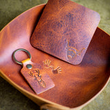 handcrafted full grain and vegetable tanned leather tray