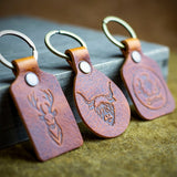 handcrafted full grain and vegetable tanned leather scotland highland key chains