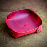 handcrafted full grain and vegetable tanned red leather tray