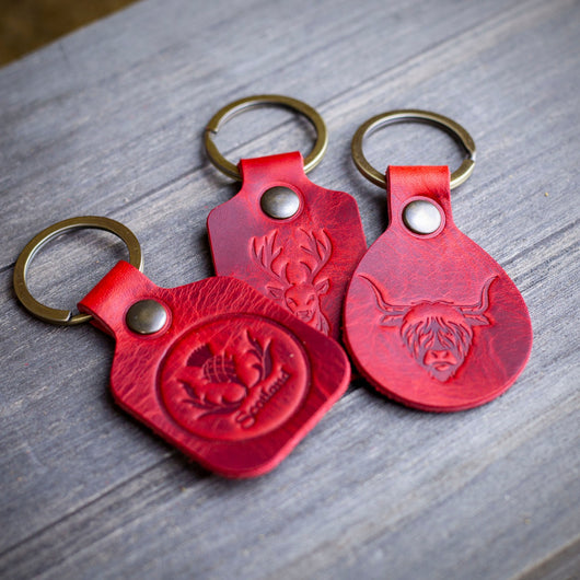 handcrafted red highland cow key chains