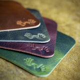 handcrafted colourful leather coasters