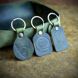 green leather scottish thistle cow stag key chains