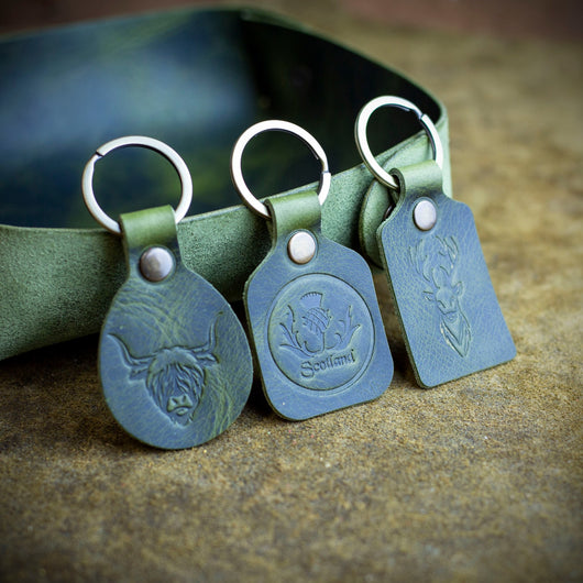 Hairy Cow Stamped Leather Ear Tag Key chain