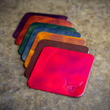 handmade red leather highland cow coaster