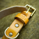 handcrafted full grain and oak bark tanned leather dog collar