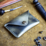 handmade grey leather coin purse