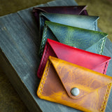 handcrafted colourful leather coin and card purses
