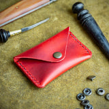 handmade red leather coin purse