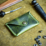 handmade green leather coin purse