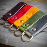 handcrafted full grain and vegetable tanned leather key chain