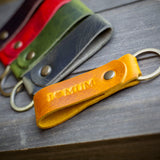 handcrafted full grain and vegetable tanned leather personalised key chain
