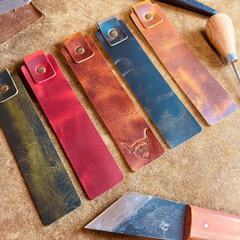 handcrafted full grain and vegetable tanned leather bookmarks