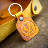 scotland thistle leather key chain