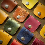 handcrafted full grain and vegetable tanned colourful leather cable organiser