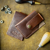 handcrafted full grain and vegetable tanned leather card holder