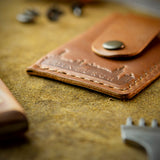 handcrafted full grain and vegetable tanned leather card holder from edinburgh