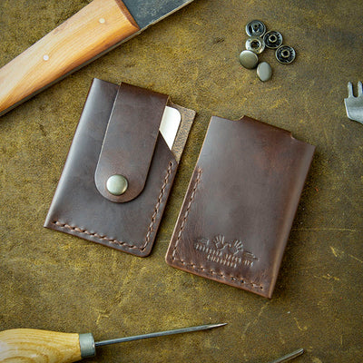 handmade full grain and vegetable tanned leather card holder