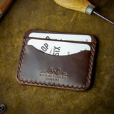 handmade full grain and vegetable tanned leather card holder