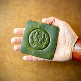 handmade green leather coaster from scotland