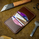 handcrafted full grain and vegetable tanned leather card holder