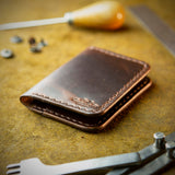 handmade full grain and vegetable tanned leather card holder