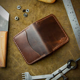 handcrafted full grain and vegetable tanned leather card holder
