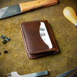 handcrafted full grain and vegetable tanned leather card wallet