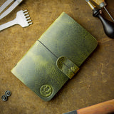 handmade green leather moleskine cover with scotland thistle